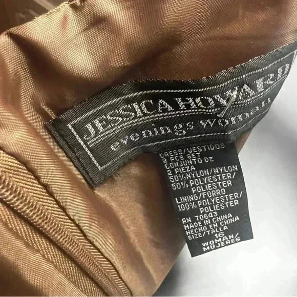 Jessica Howard Evening Dress – Size 12 – Metallic Bronze Cocktail Sheath - Picture 6 of 11